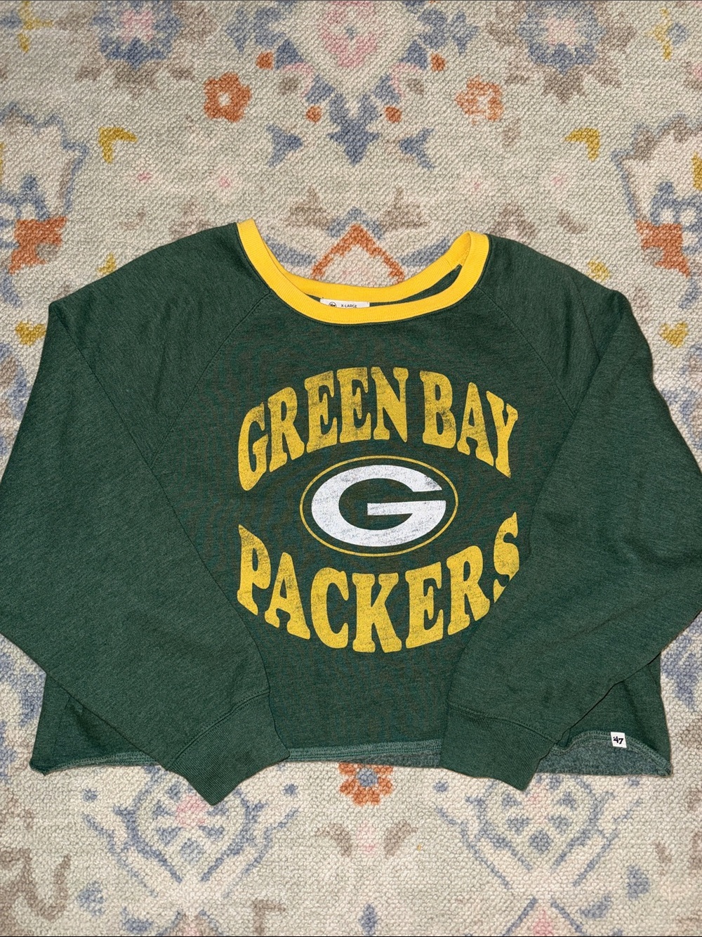Cropped Green Bay Packers Green & Gold Crewneck Sweatshirt